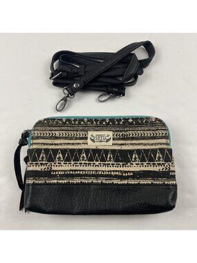Pistil Crossbody Purse Clutch Geometric Canvas Faux Leather Base Bohemian